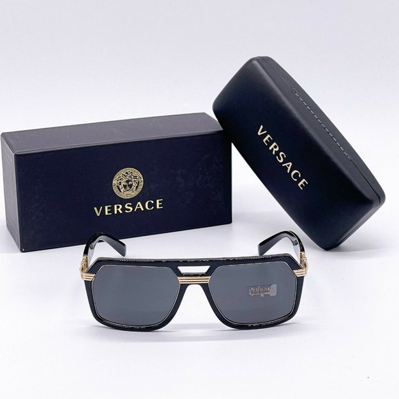 Sale! New Versace Black w/ Gold Unisex Sunglasses - Picture 1 of 9